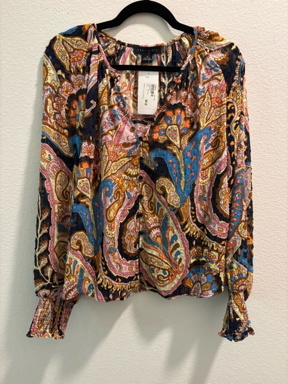 NWT Sancutary Women’s Paisley Peasant Blouse, size M